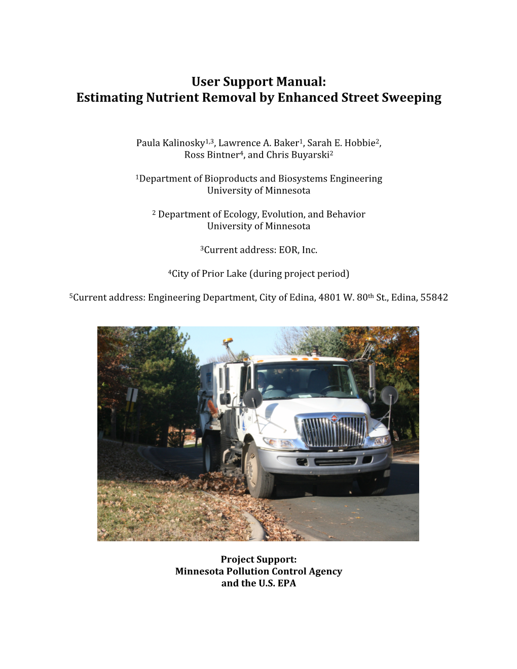 Estimating Nutrient Removal by Enhanced Street Sweeping