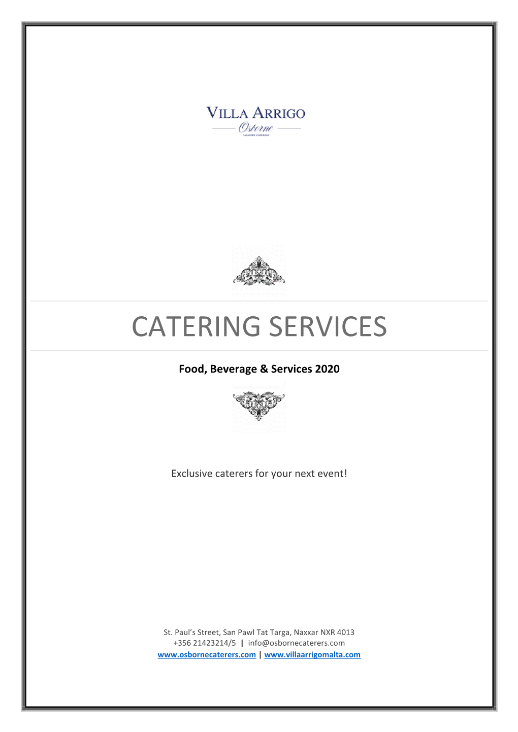 2020 – Catering Services