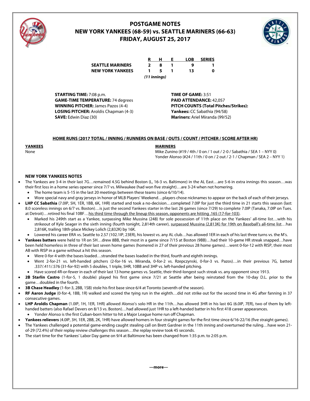 Post-Game Notes