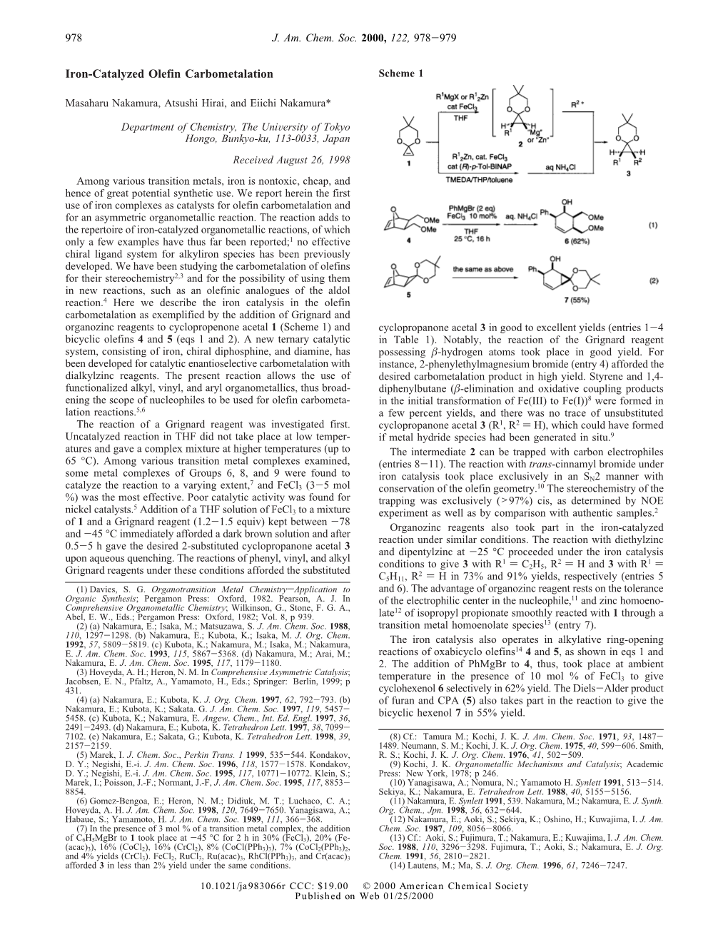 Iron-Catalyzed Olefin Carbometalation Scheme 1