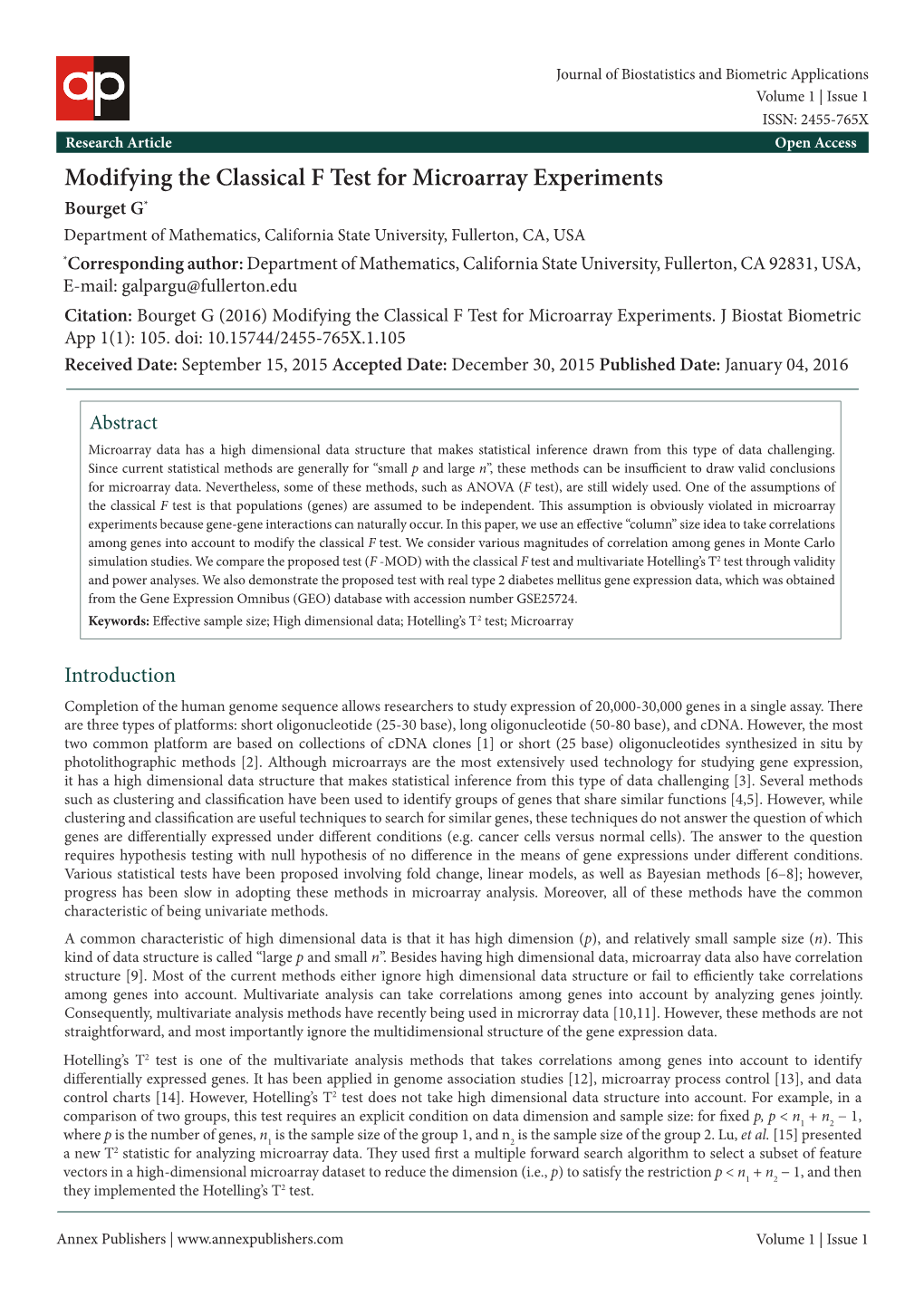 Modifying the Classical F Test for Microarray Experiments