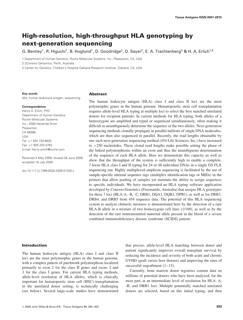 High-Resolution, High-Throughput HLA Genotyping by Next-Generation Sequencing G