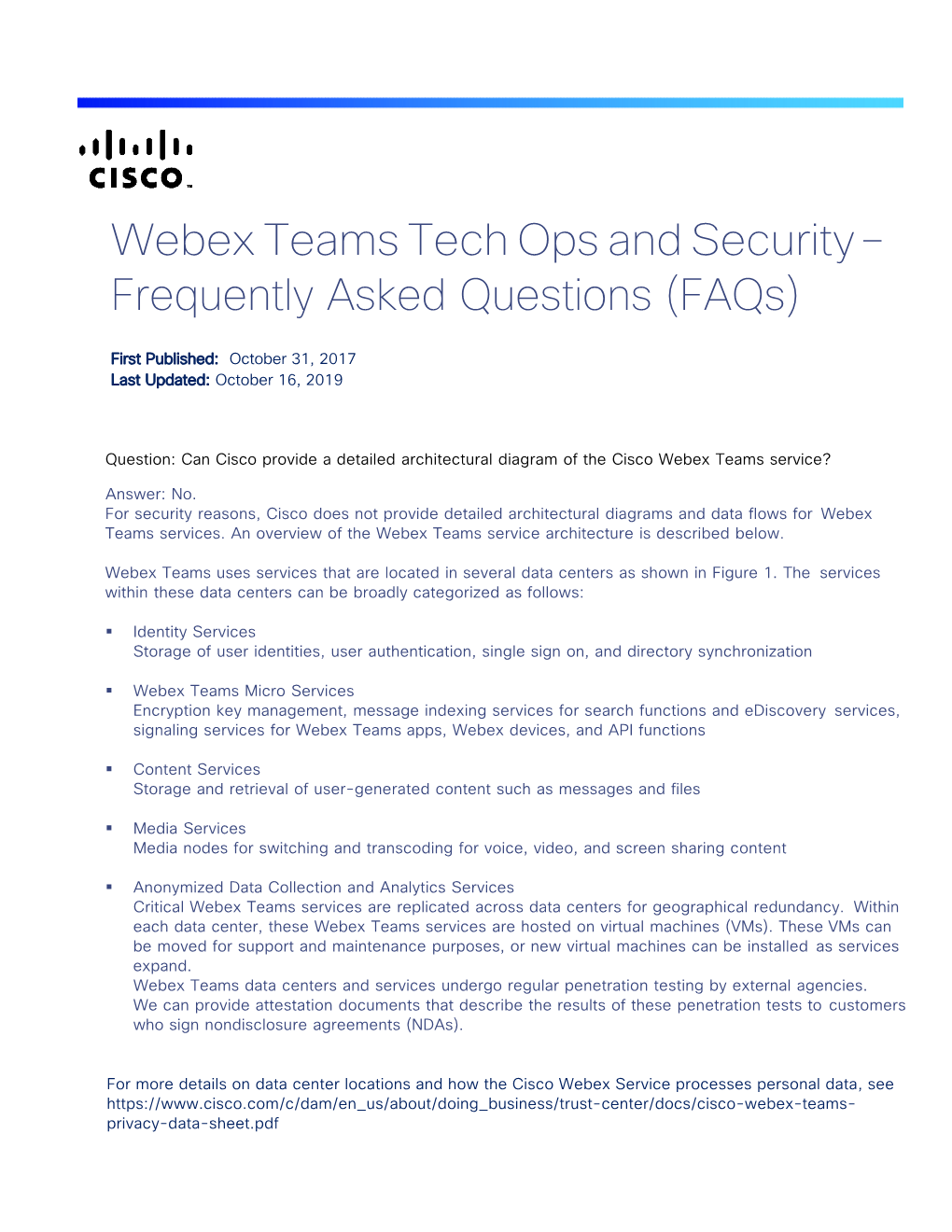 Cisco Webex Teams Security – Frequently Asked Questions (Faqs)
