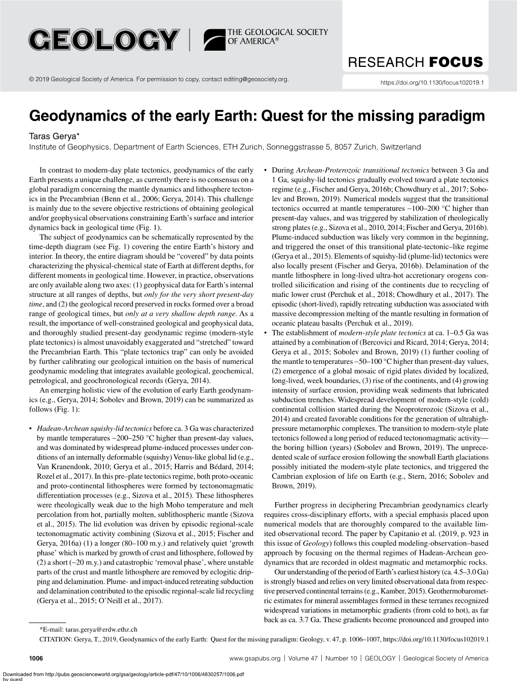 Geodynamics of the Early Earth: Quest for the Missing Paradigm