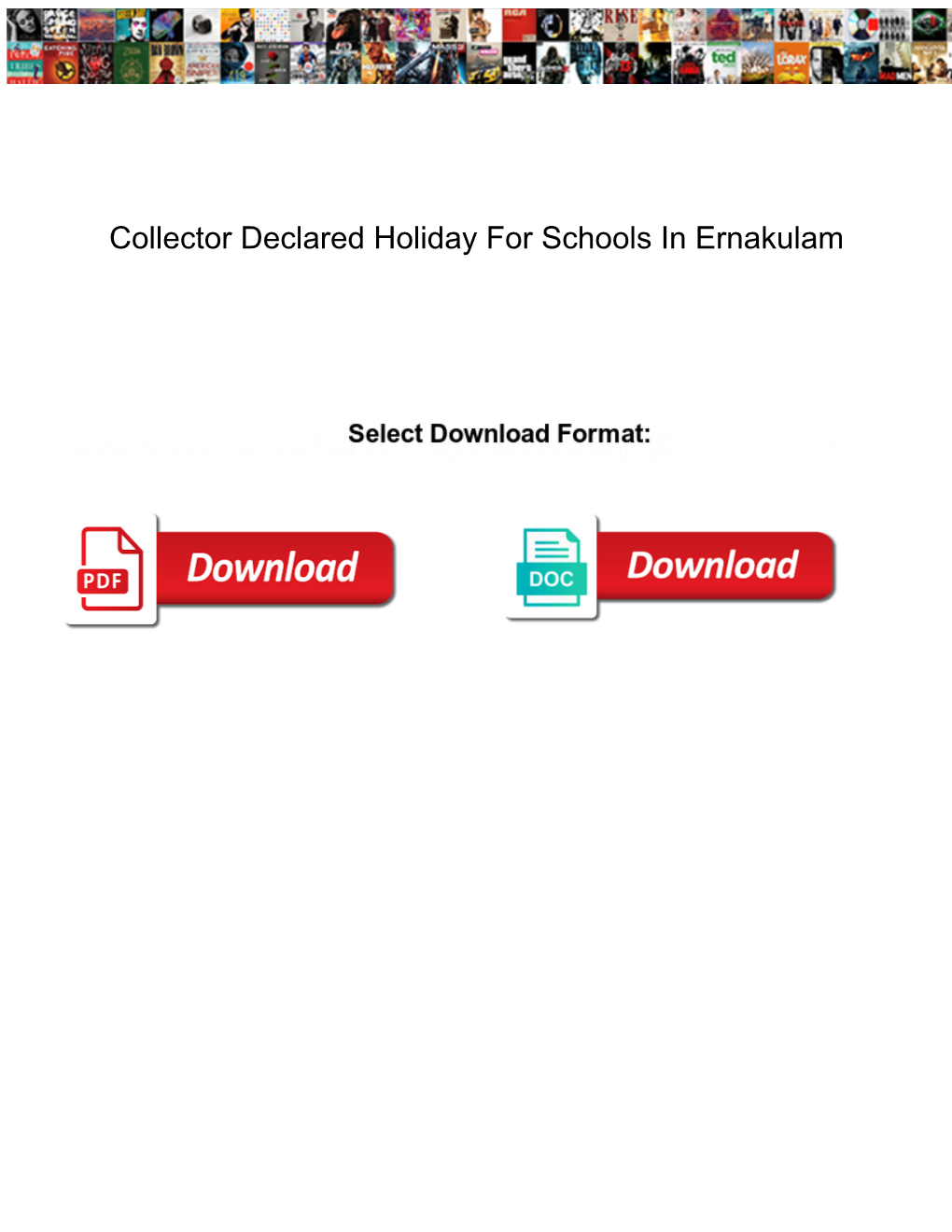 Collector Declared Holiday for Schools in Ernakulam