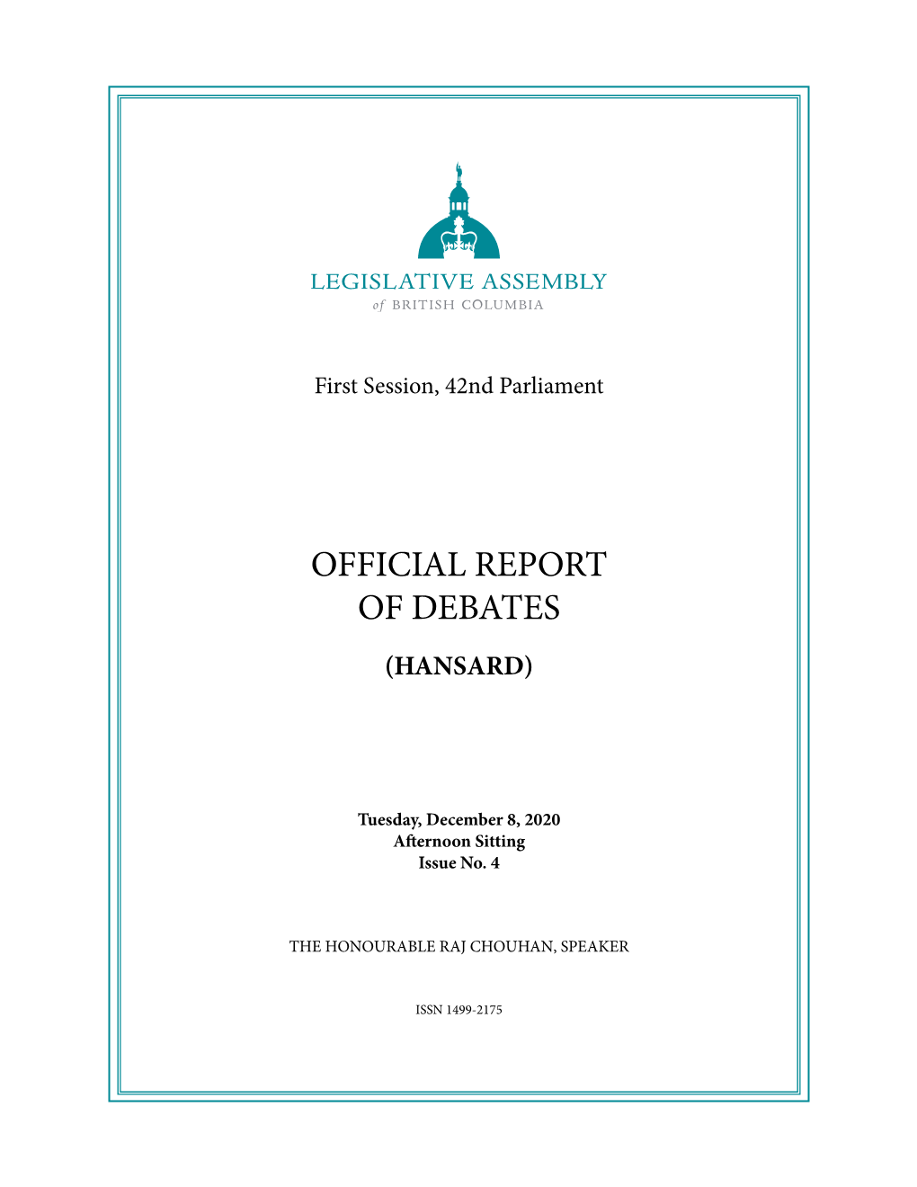 Official Report of Debates (Hansard)