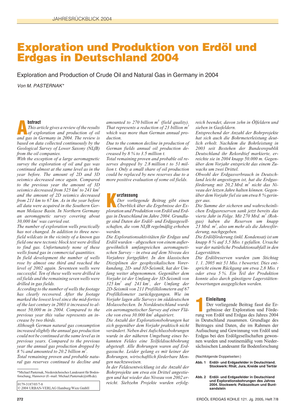 Exploration Und Produktion Von Erdöl Und Erdgas in Deutschland 2004