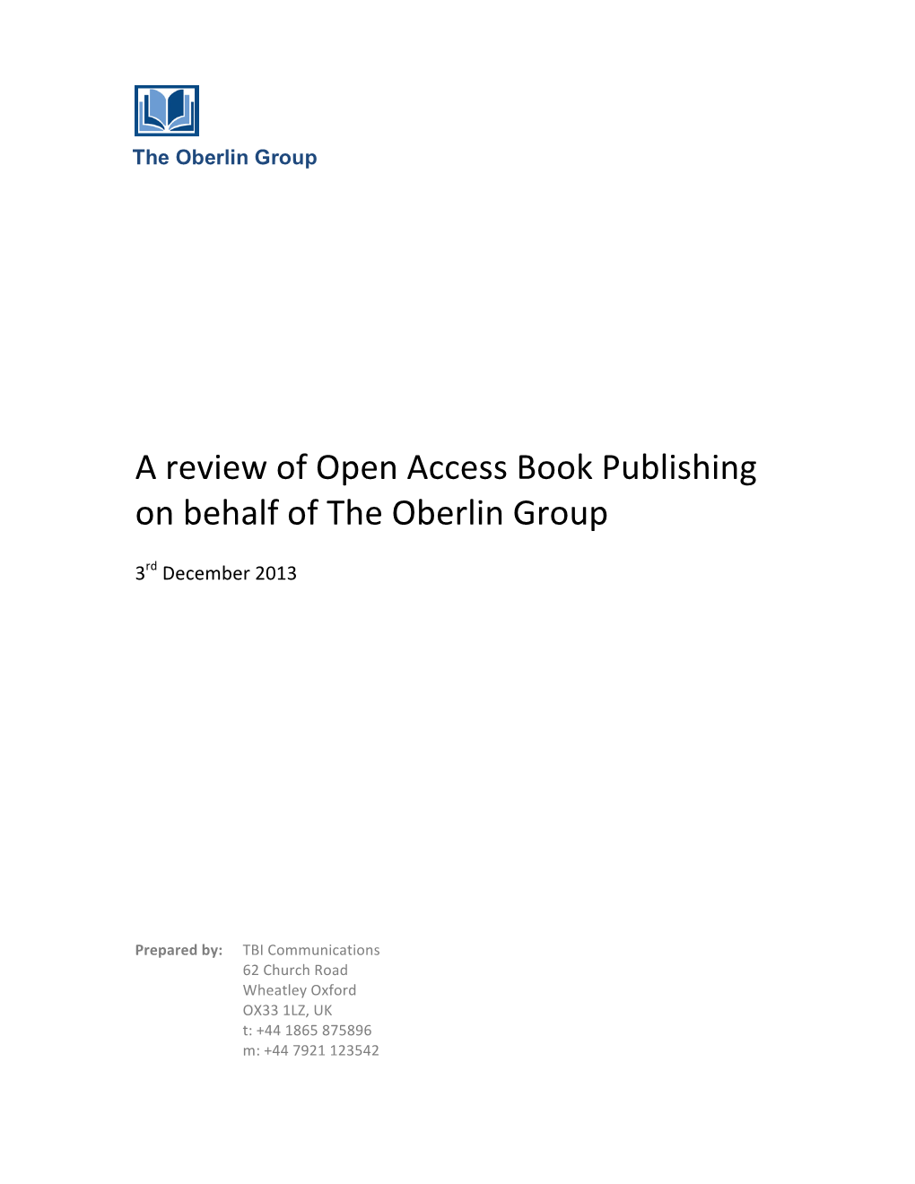 OA Monograph Report Dec13 V1