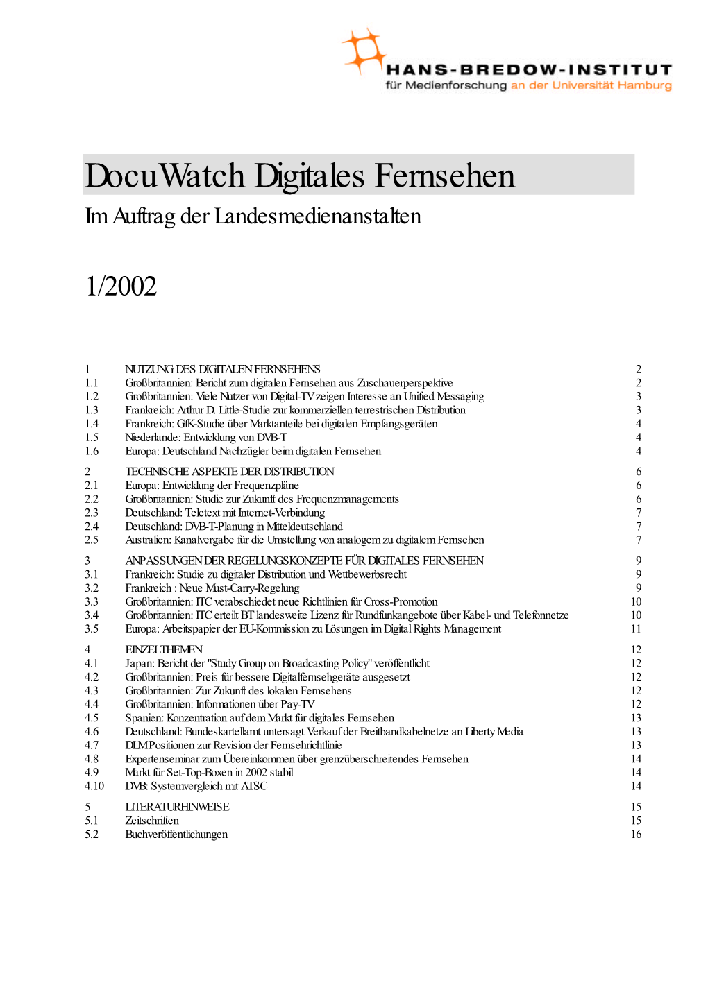 Docuwatch Digitales Fernsehen 1/2002