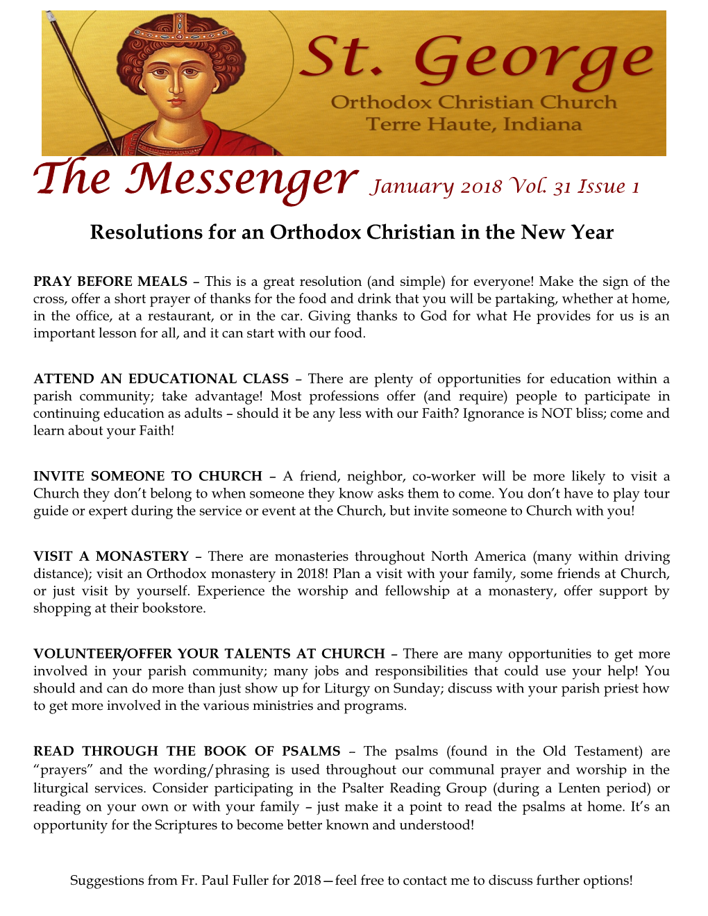 Resolutions for an Orthodox Christian in the New Year