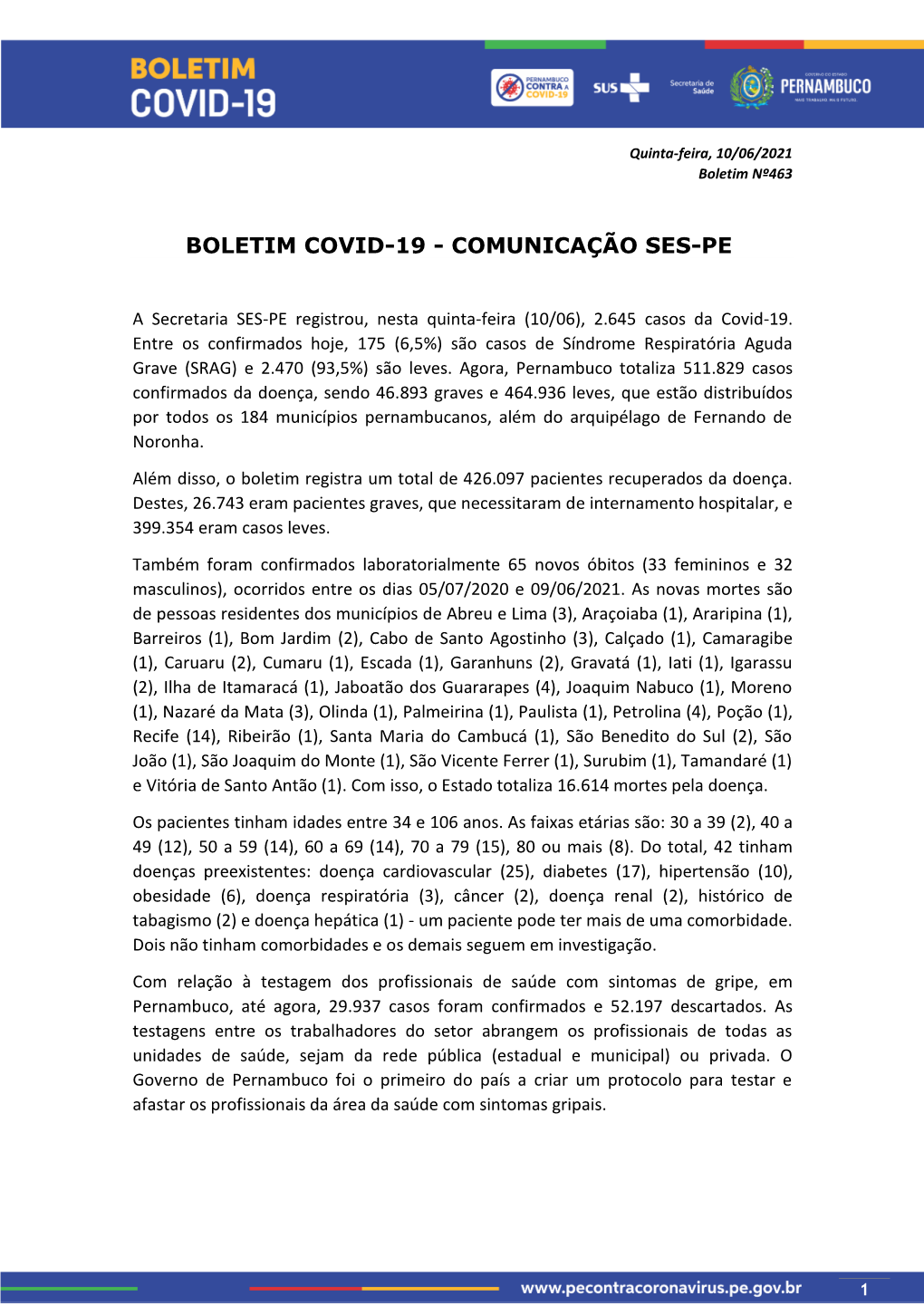 Boletim Covid-19 - Comunicação Ses-Pe