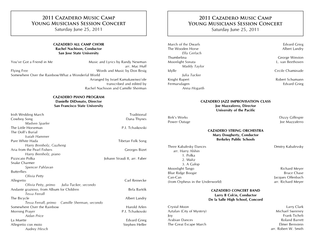 2011 Concert Programs