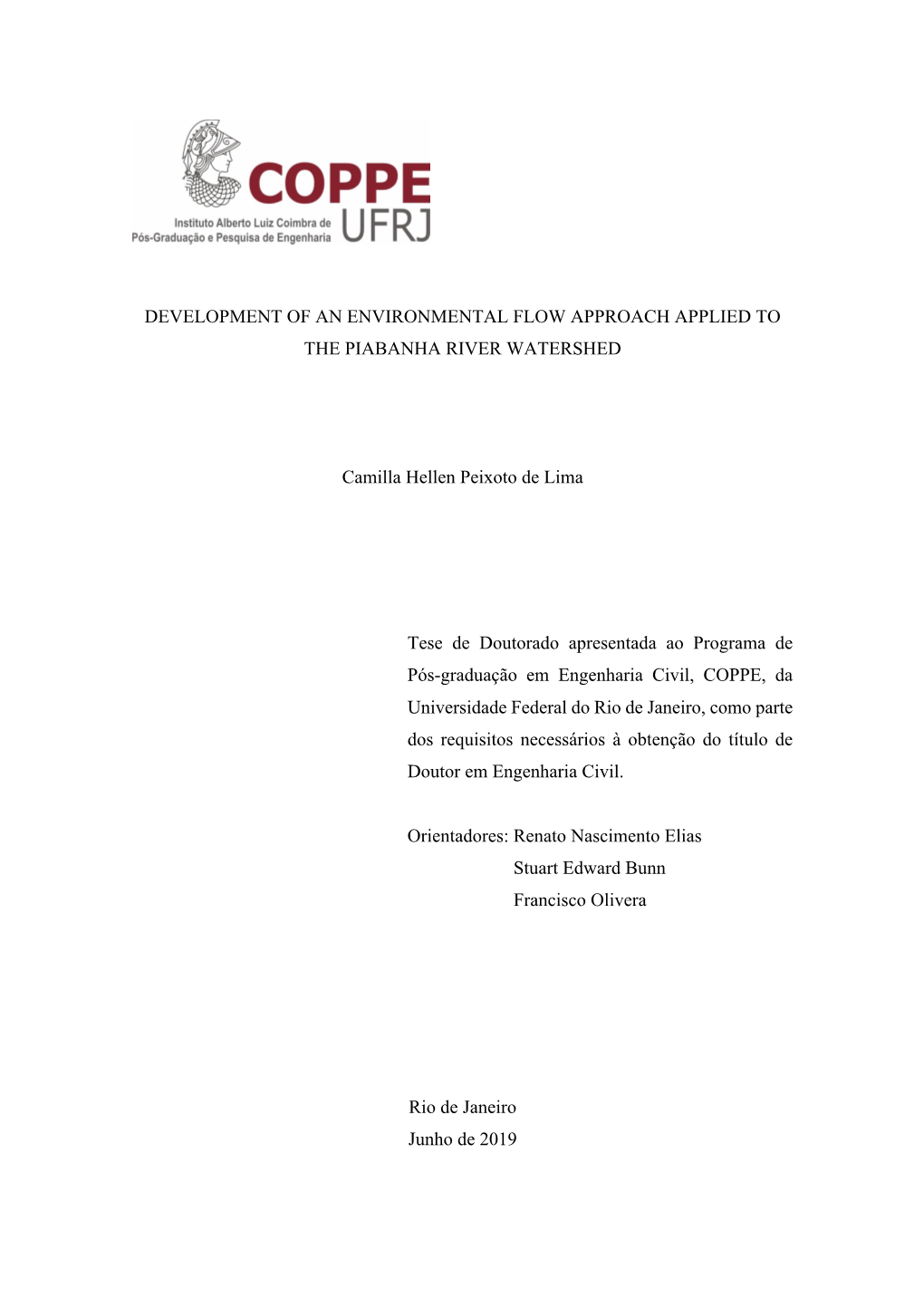 Development of an Environmental Flow Approach Applied to the Piabanha River Watershed