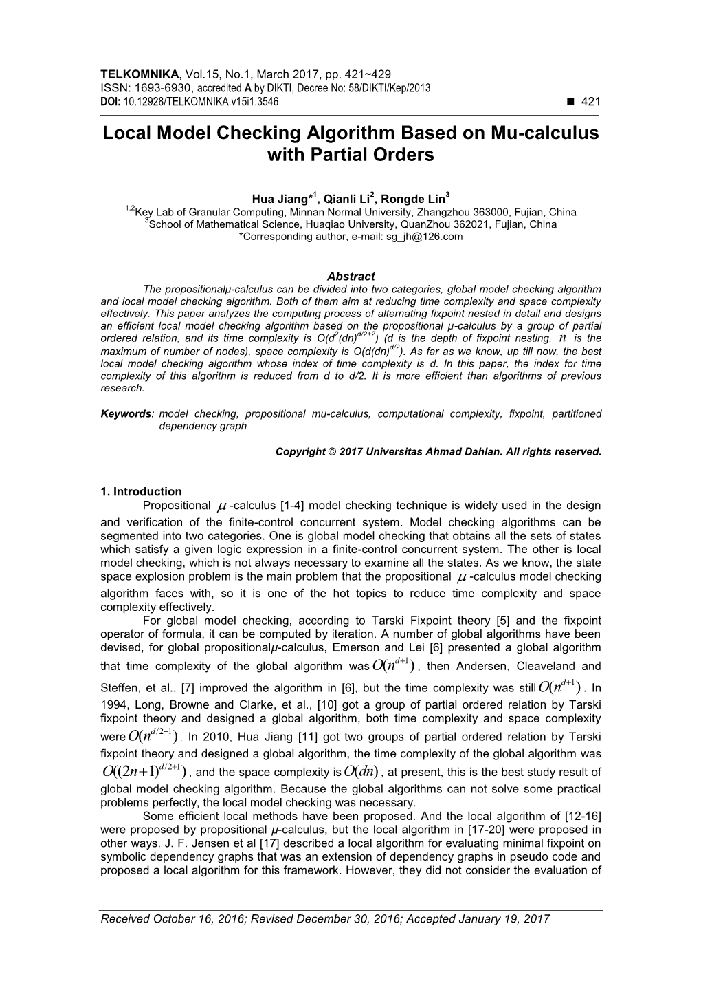 Local Model Checking Algorithm Based on Mu-Calculus with Partial Orders