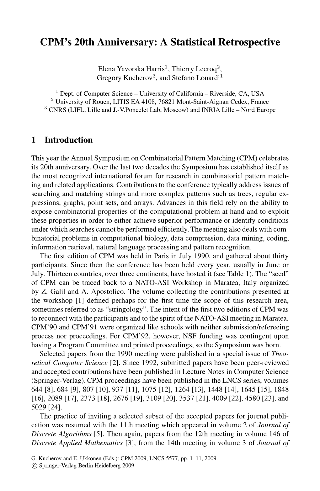 CPM's 20Th Anniversary: a Statistical Retrospective