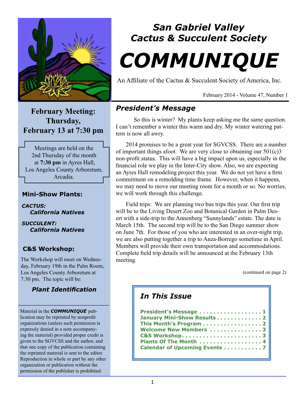 Communique February 2014