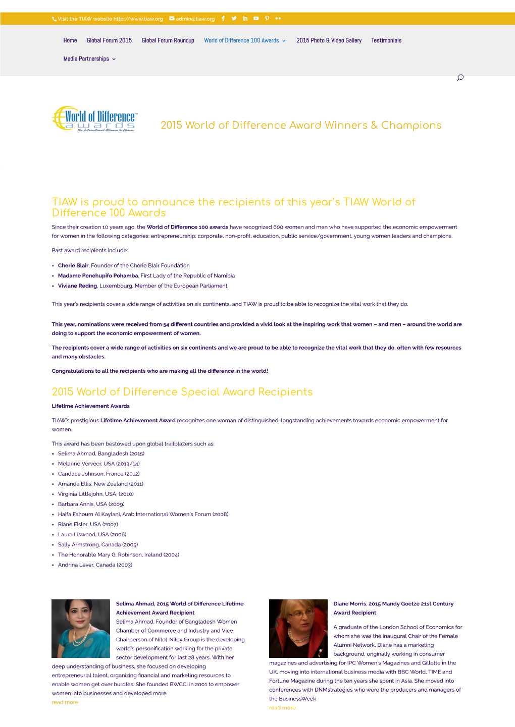 2015 World of Difference Award Winners and Champions Stories