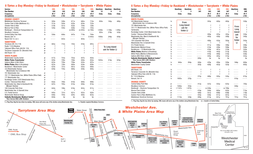 Westchester Ave. & White Plains Area Map Tarrytown Area