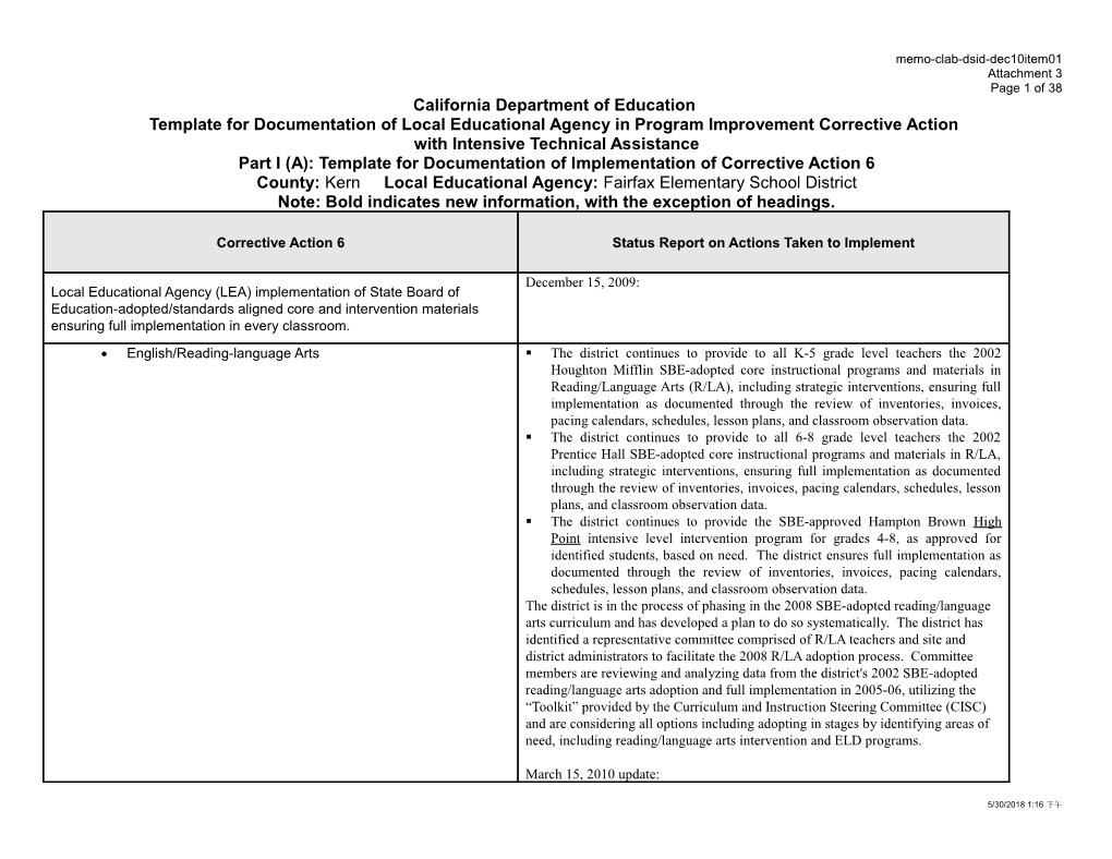 December 2010 Memorandum CLAB Item 1 Attachment 3 - Information Memorandum (CA State Board