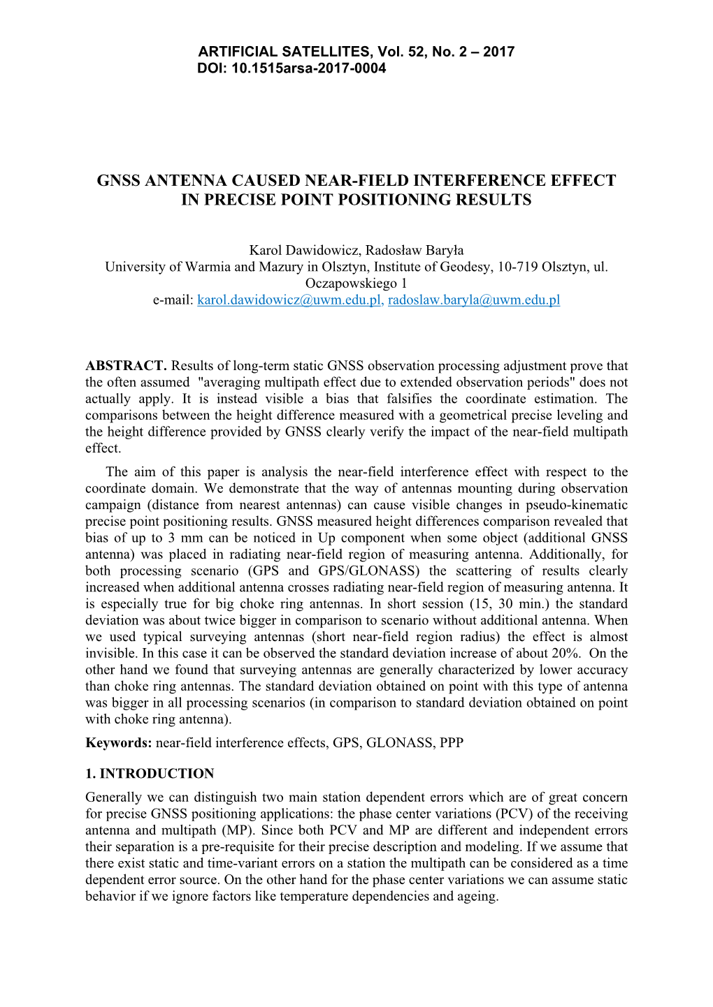 Gnss Antenna Caused Near-Field Interference Effect in Precise Point Positioning Results