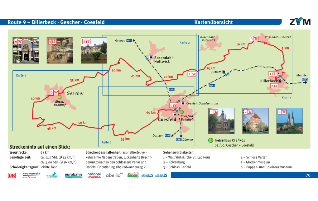 Kartenübersicht Route – Billerbeck · Gescher · Coesfeld