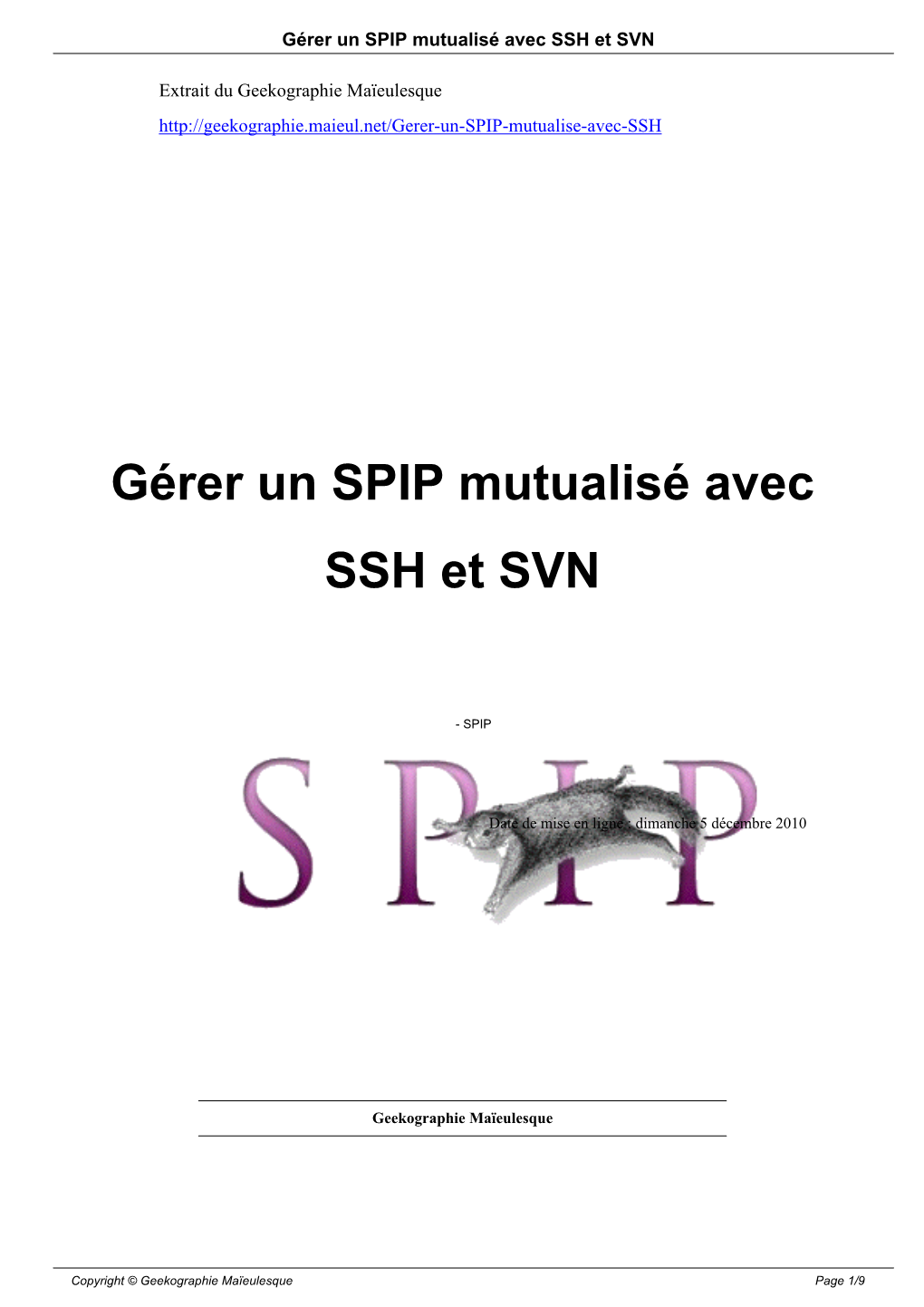 Gérer Un SPIP Mutualisé Avec SSH Et SVN