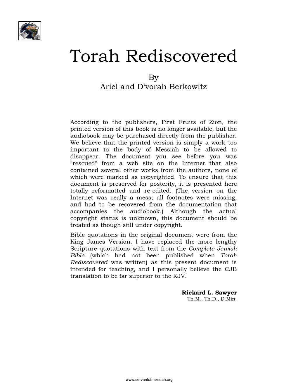 Torah Rediscovered