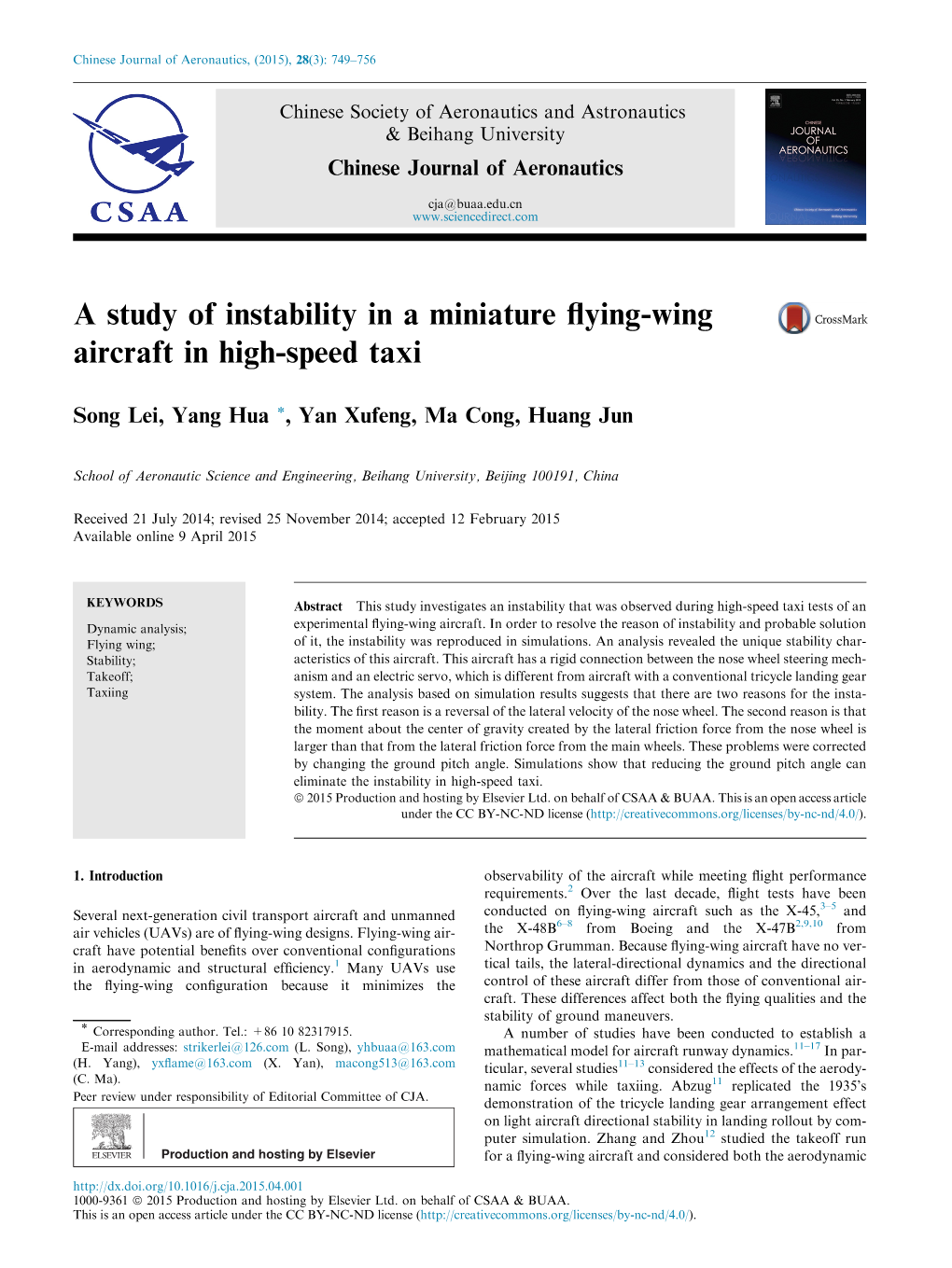 A Study of Instability in a Miniature Flying-Wing Aircraft in High-Speed Taxi