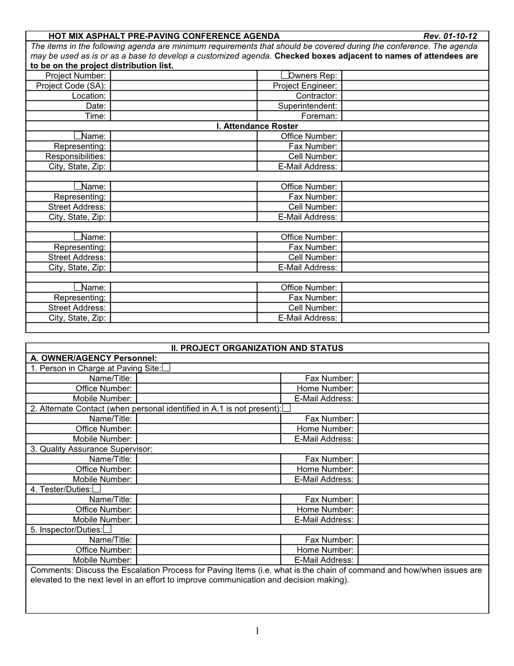 Preconstruction Conference Agenda