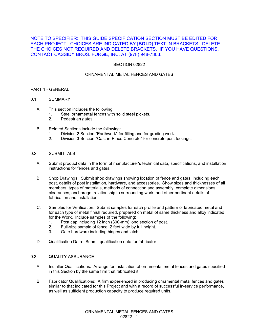 Section 02821 - Chain-Link Fences and Gates