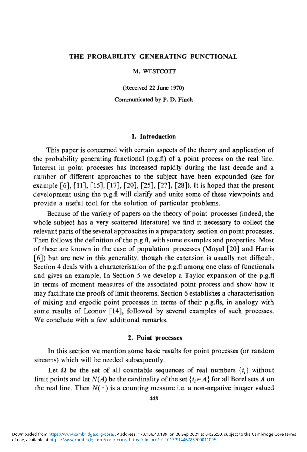 The Probability Generating Functional