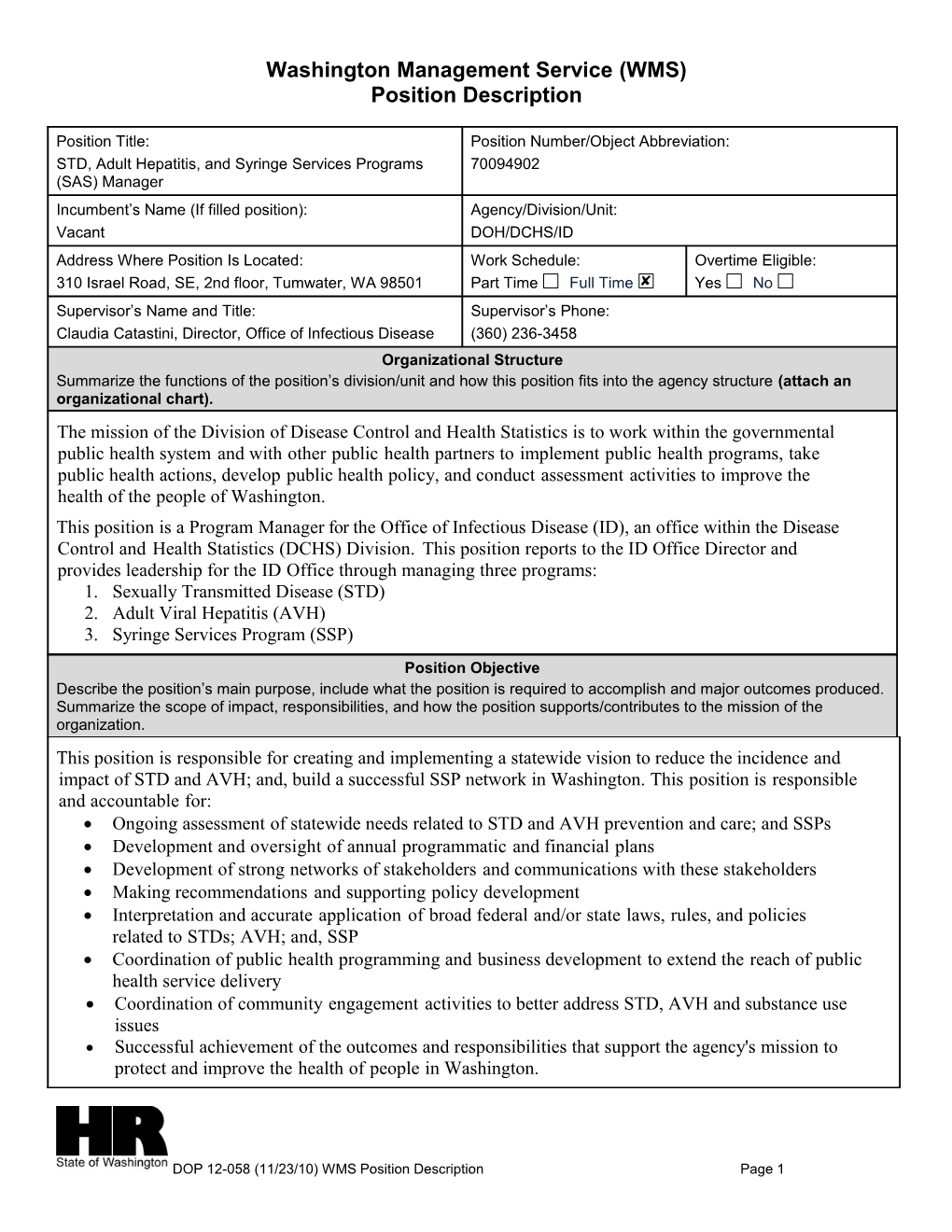 WMS Position Description