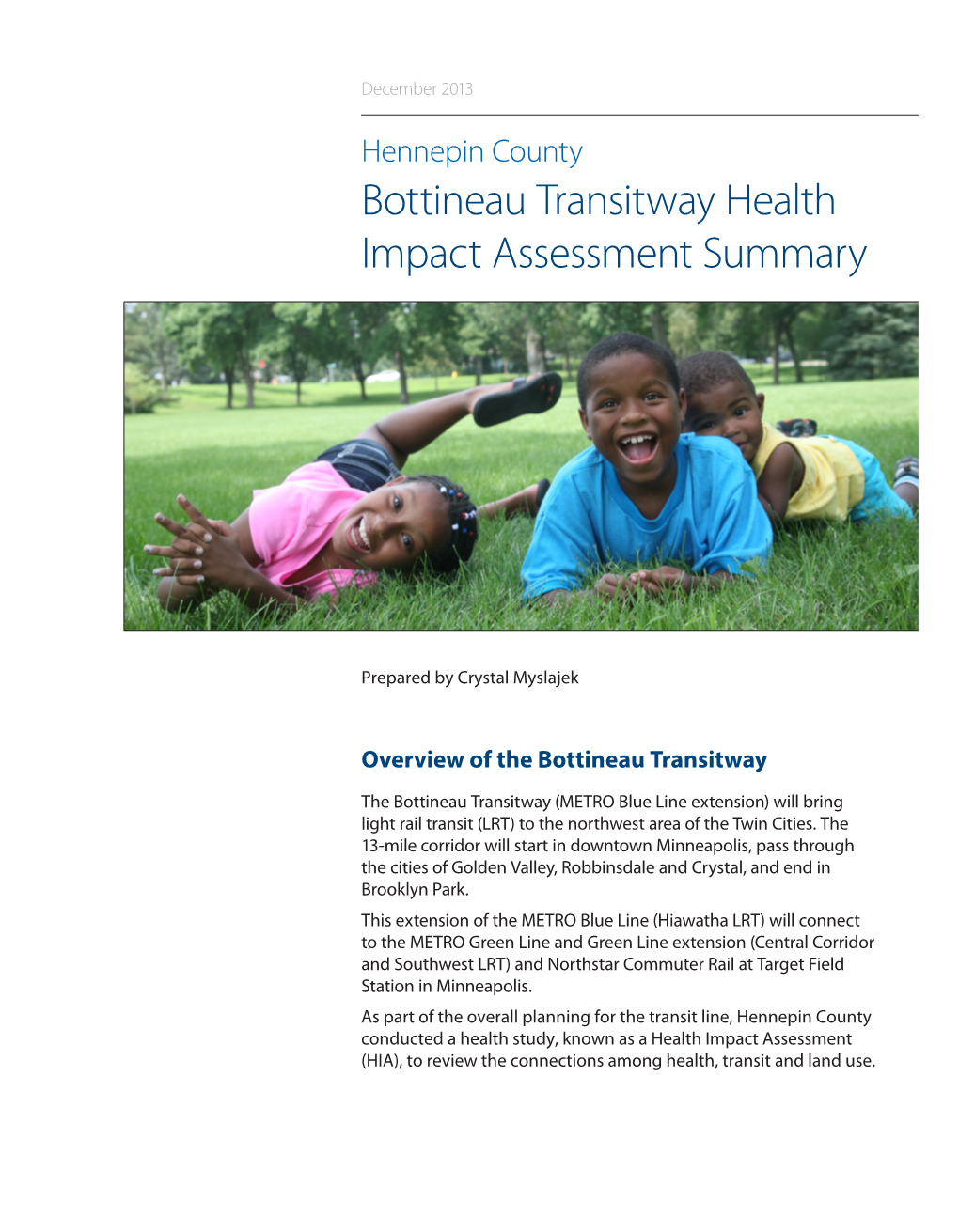 Bottineau Transitway Health Impact Assessment Summary