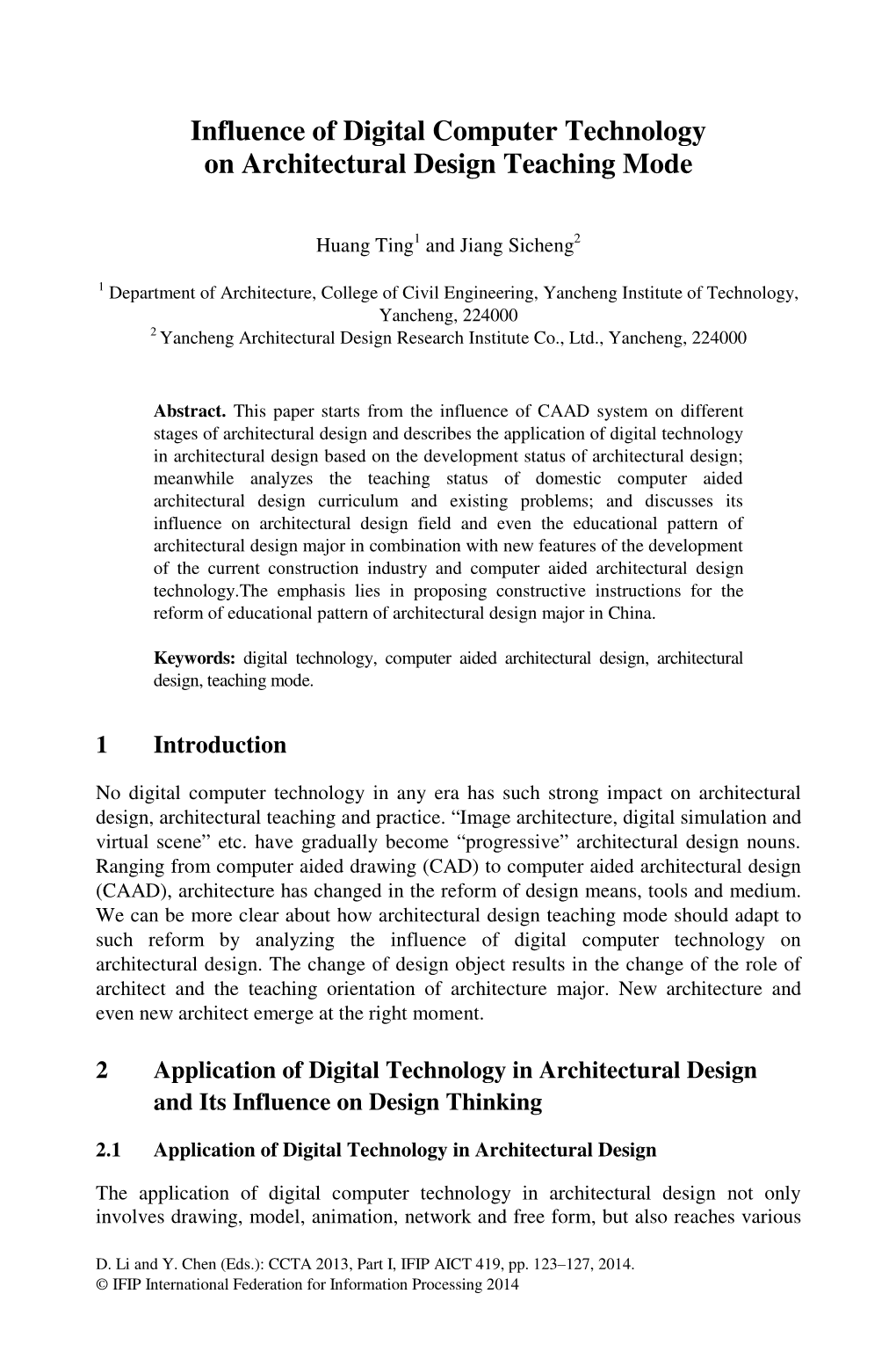Influence of Digital Computer Technology on Architectural Design Teaching Mode