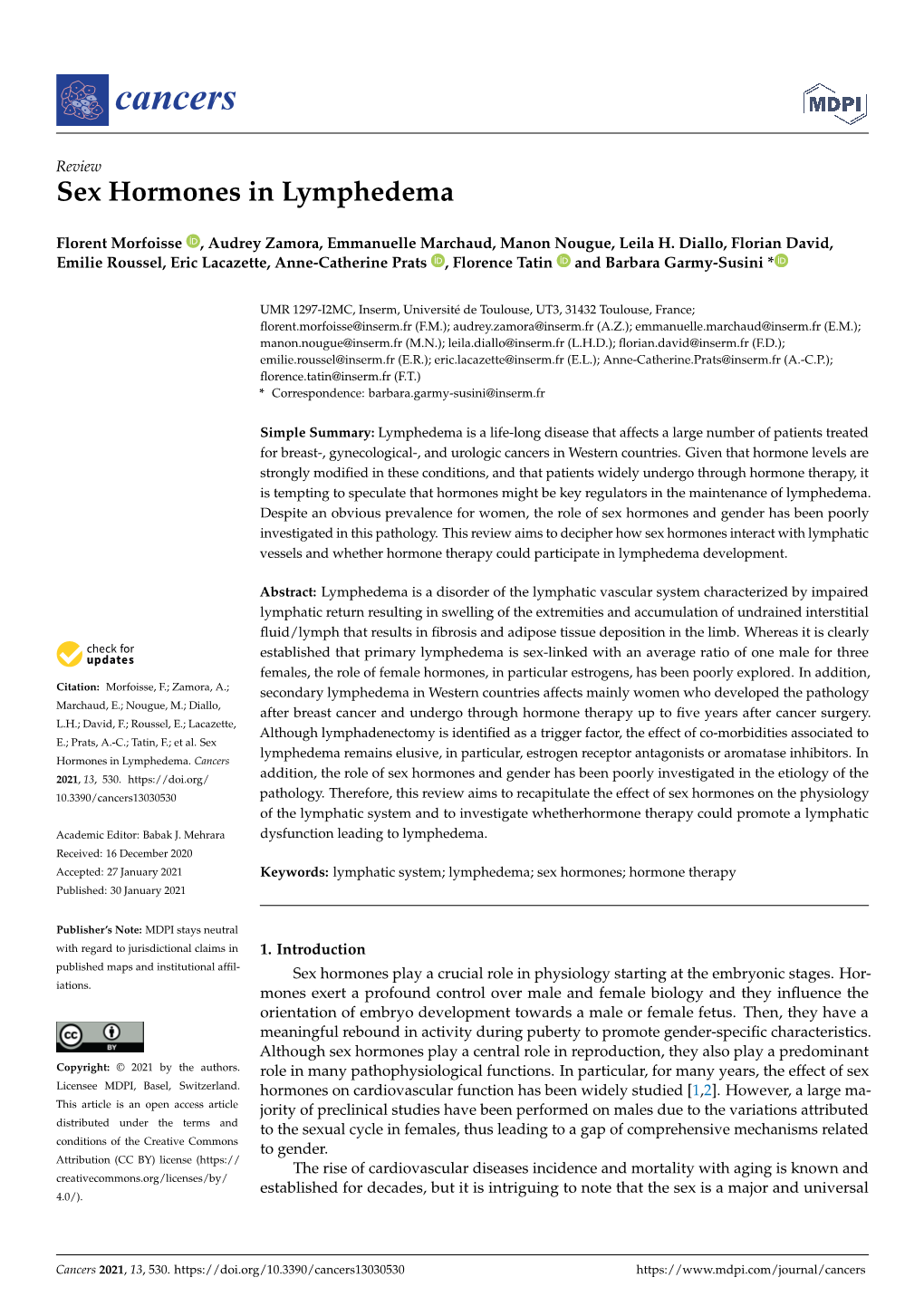 Sex Hormones in Lymphedema