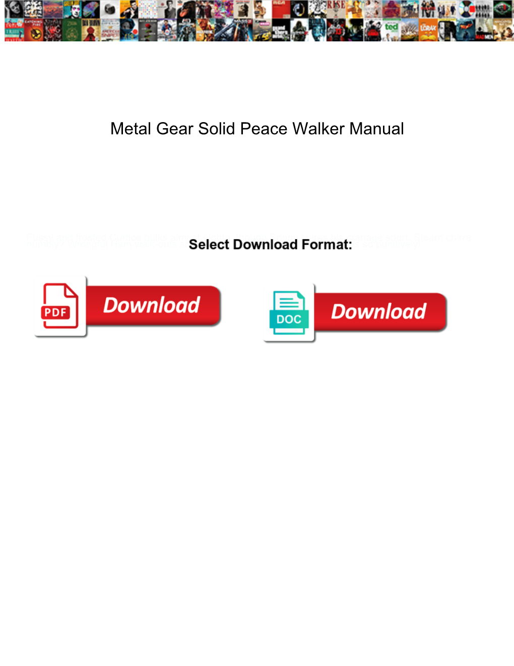 Metal Gear Solid Peace Walker Manual