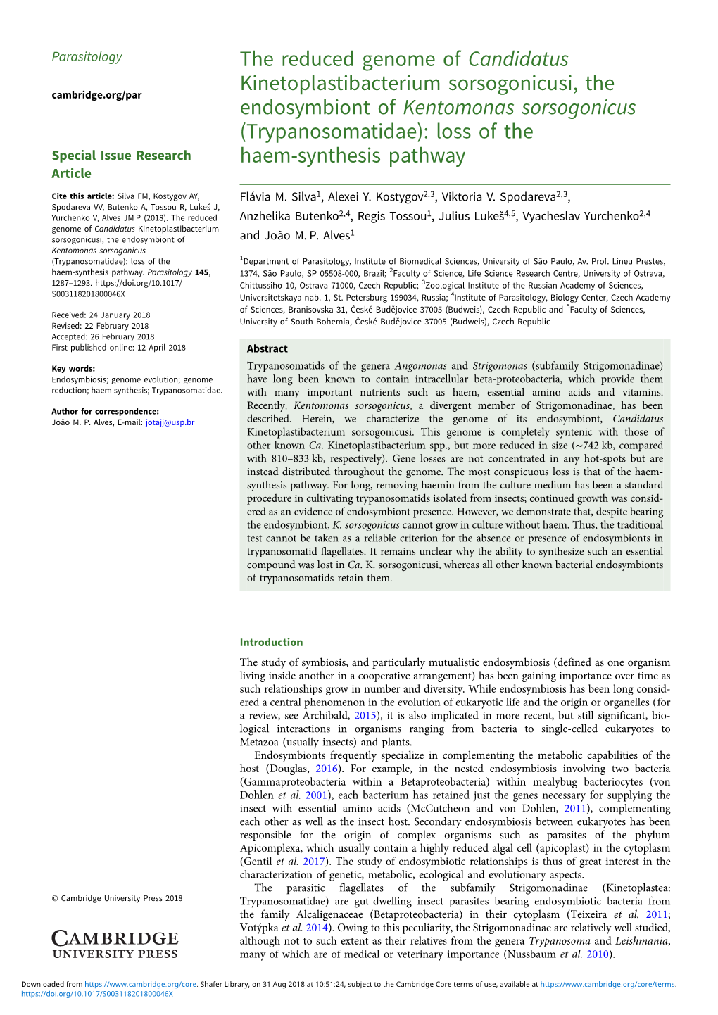 The Reduced Genome of Candidatus Kinetoplastibacterium