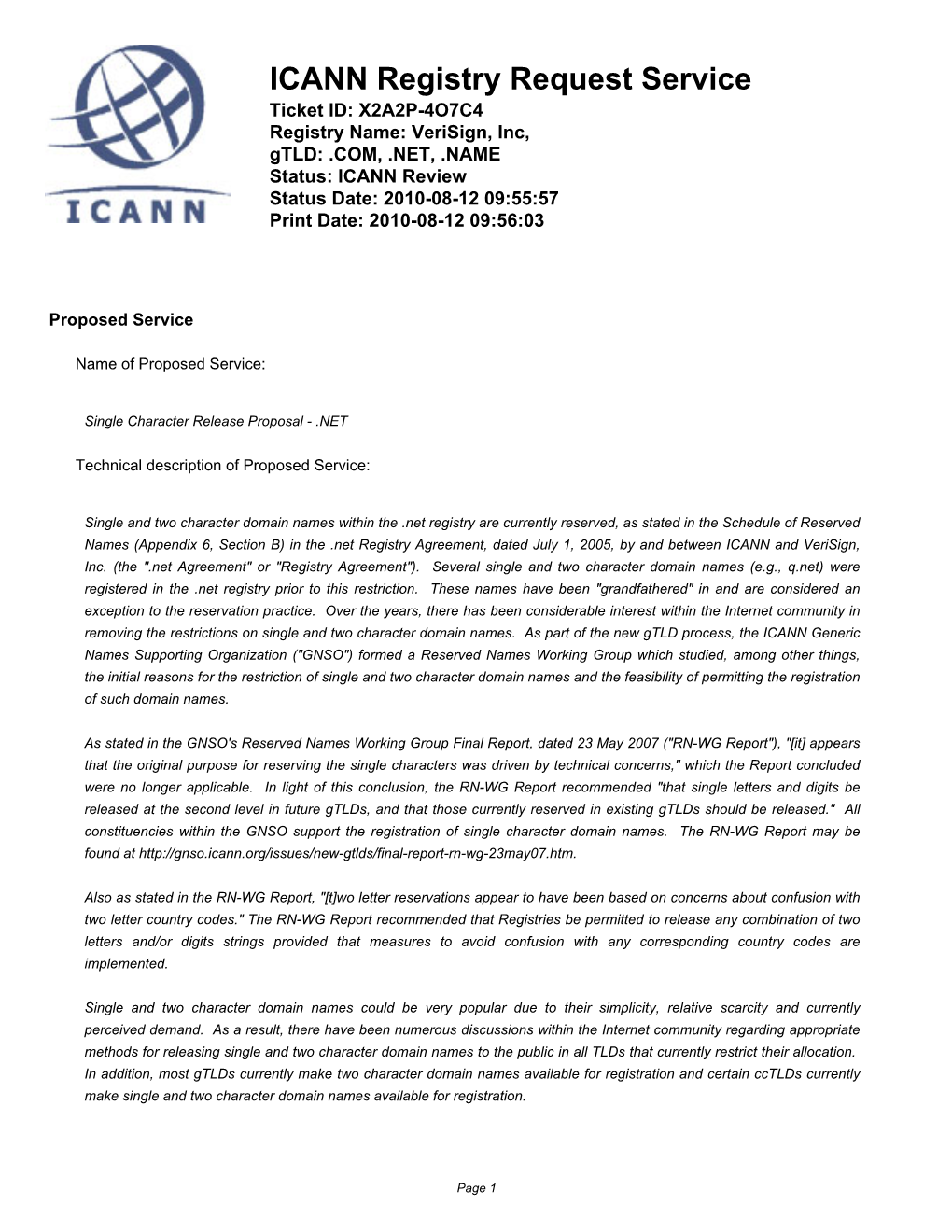 ICANN Registry Request Service