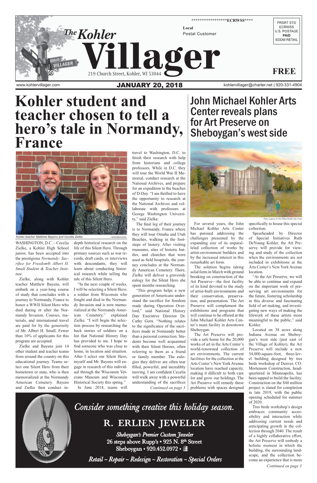 Kohler Student and Teacher Chosen to Tell a Hero's Tale in Normandy, France