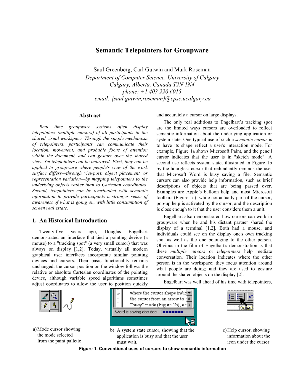 Semantic Telepointers for Groupware