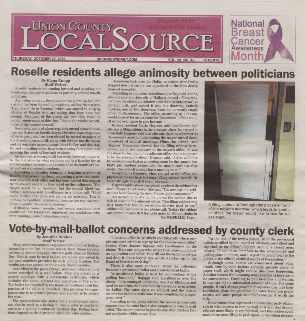 Breast Cancer Month Roselle Residents Allege Animosity