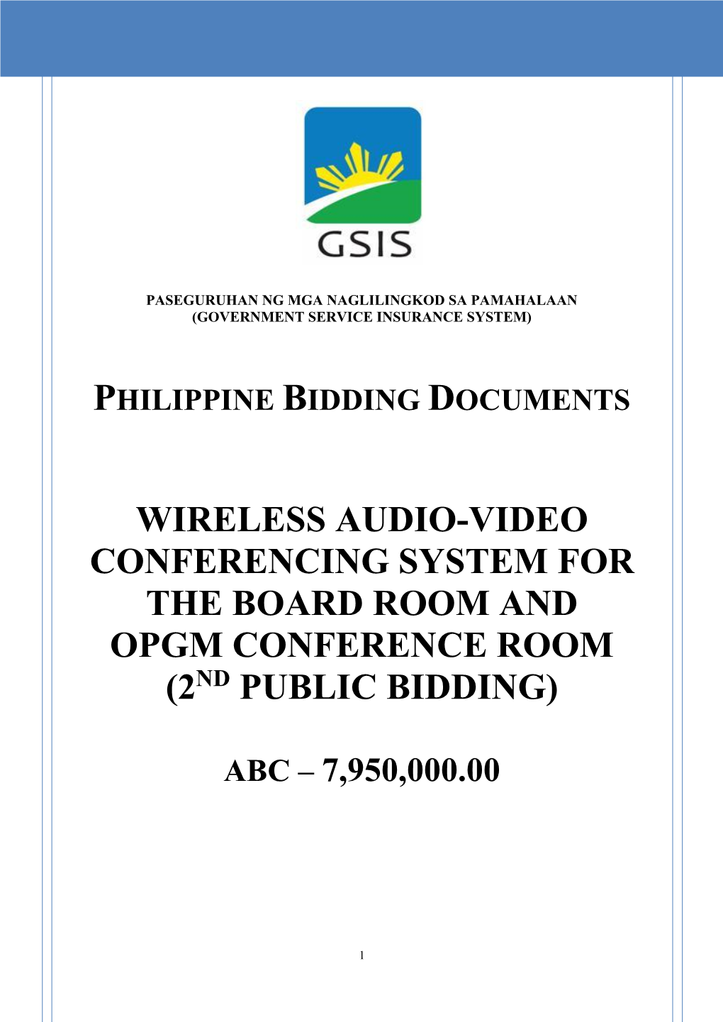 Wireless Audio-Video Conferencing System for the Board Room and Opgm Conference Room Nd (2 Public Bidding)