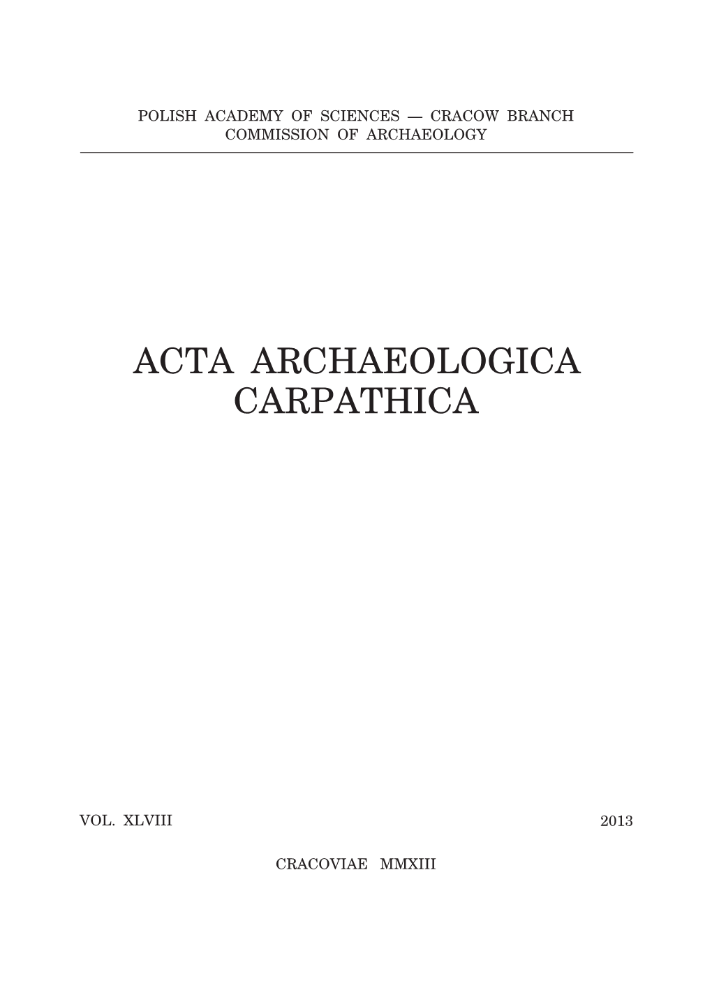 Acta Archaeologica Carpathica