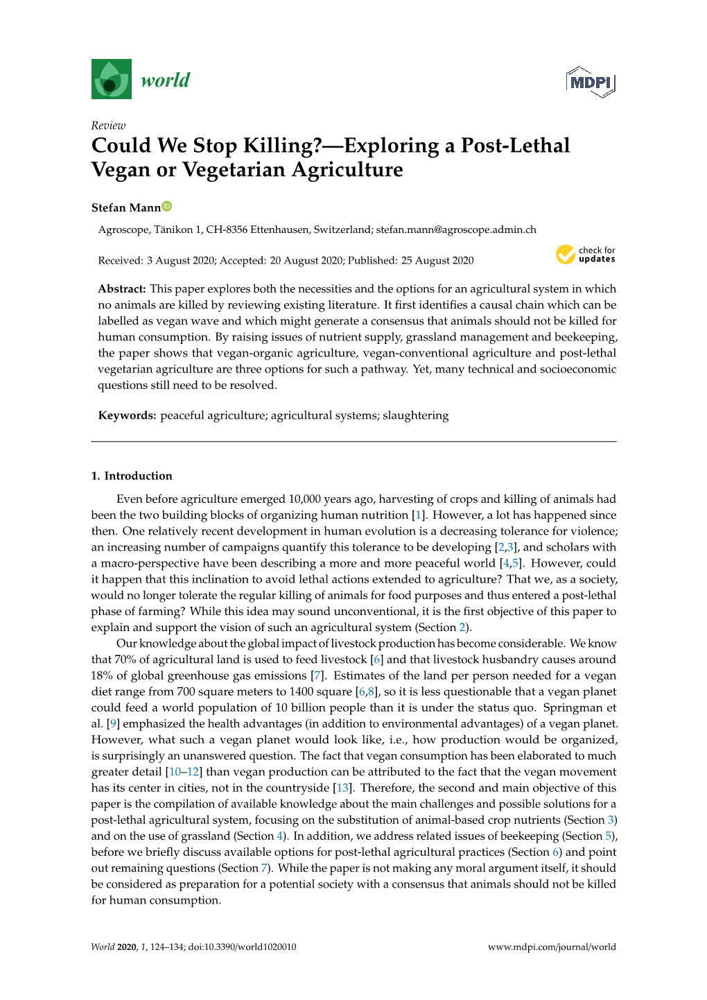 Exploring a Post-Lethal Vegan Or Vegetarian Agriculture