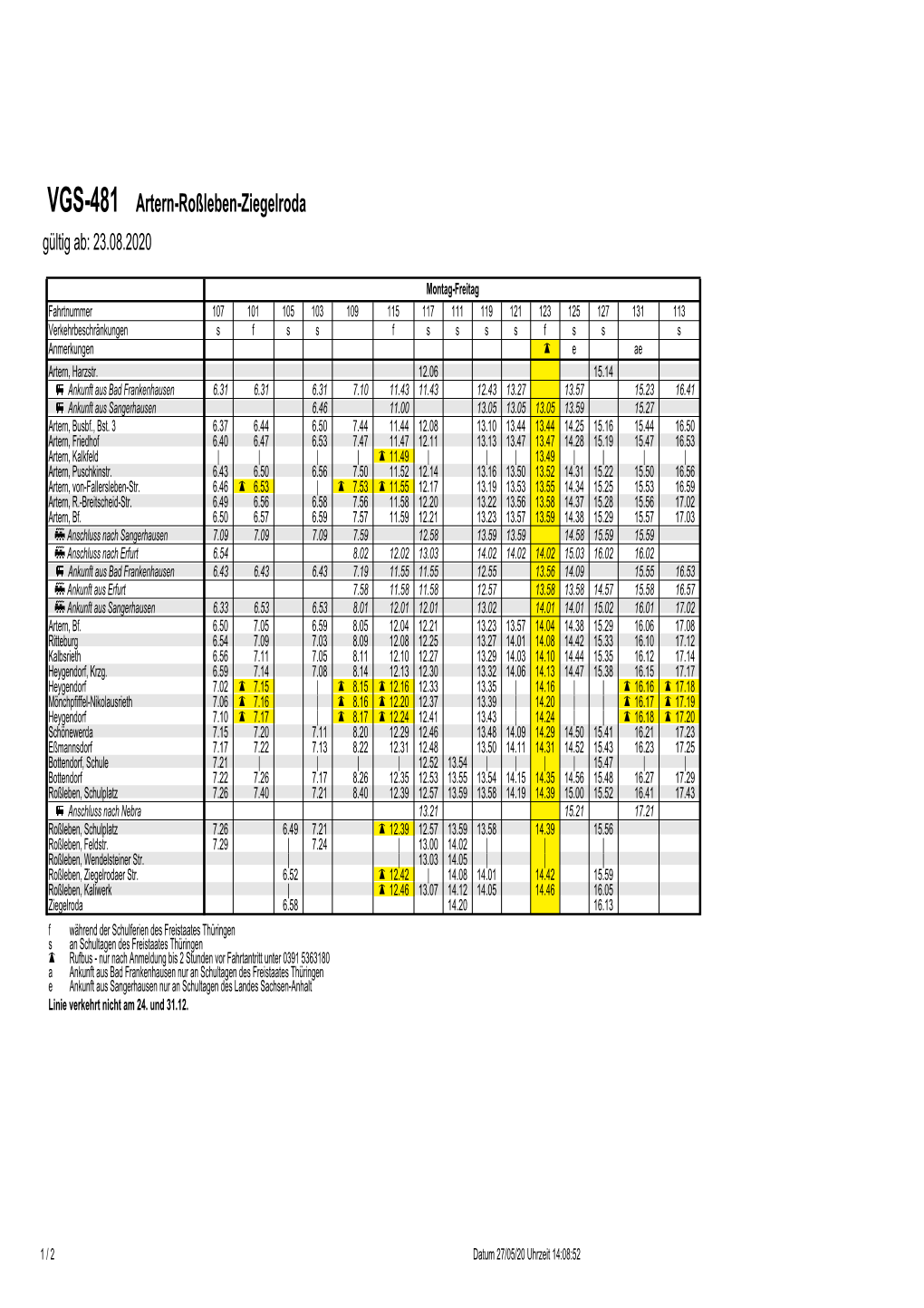 VGS-481 Artern-Roßleben-Ziegelroda Gültig Ab: 23.08.2020