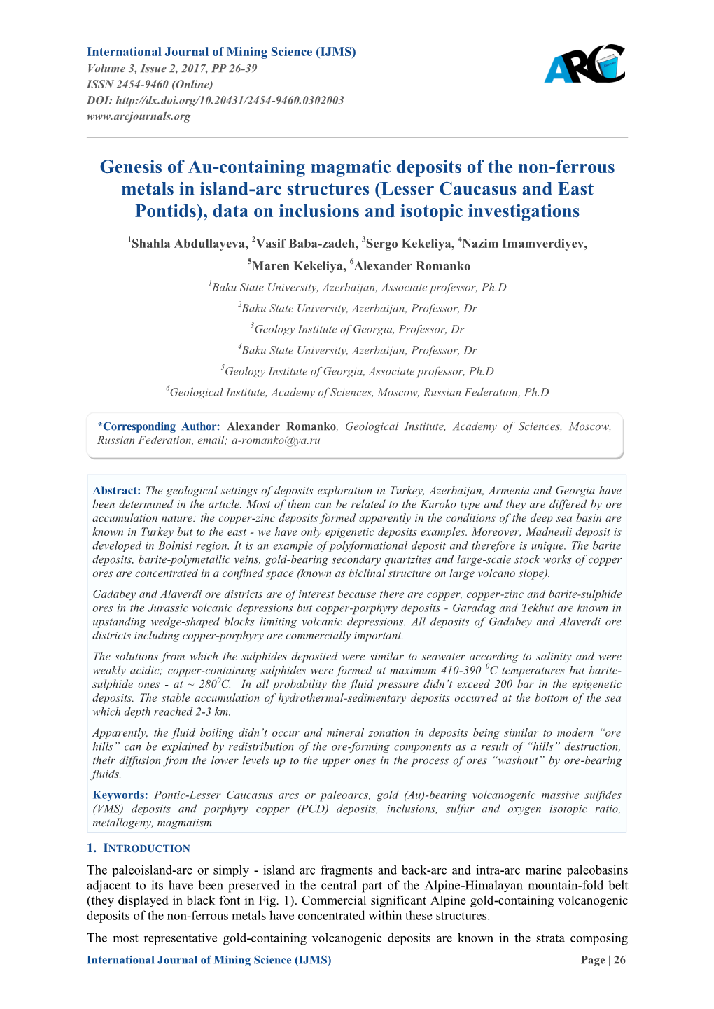 Genesis of Au-Containing Magmatic Deposits of the Non-Ferrous Metals