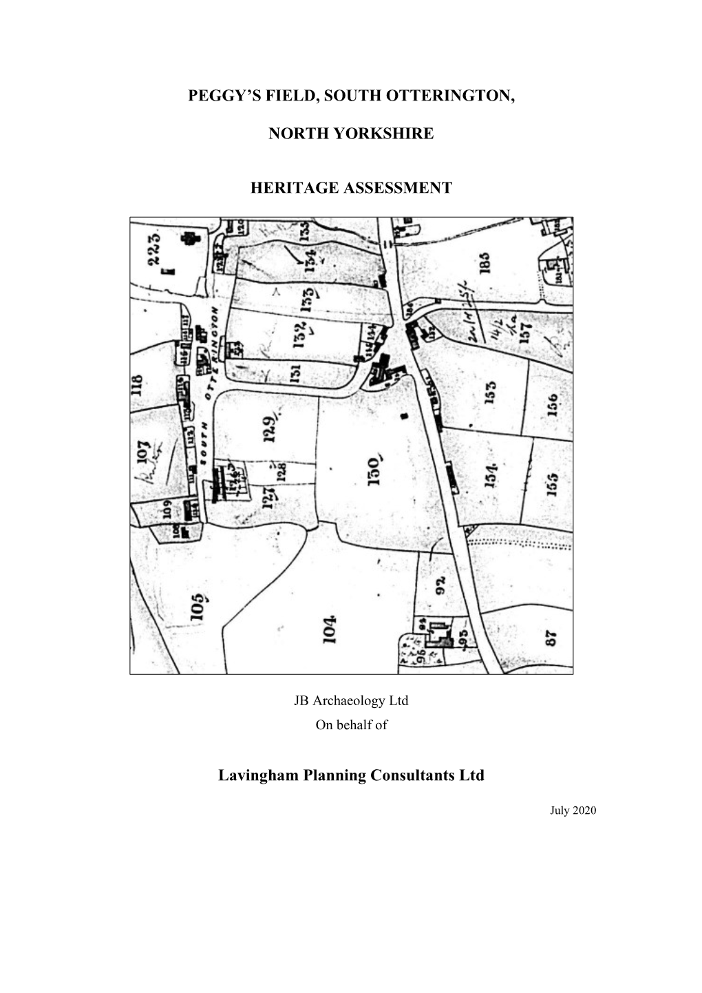 Peggy's Field, South Otterington, North Yorkshire Heritage Assessment
