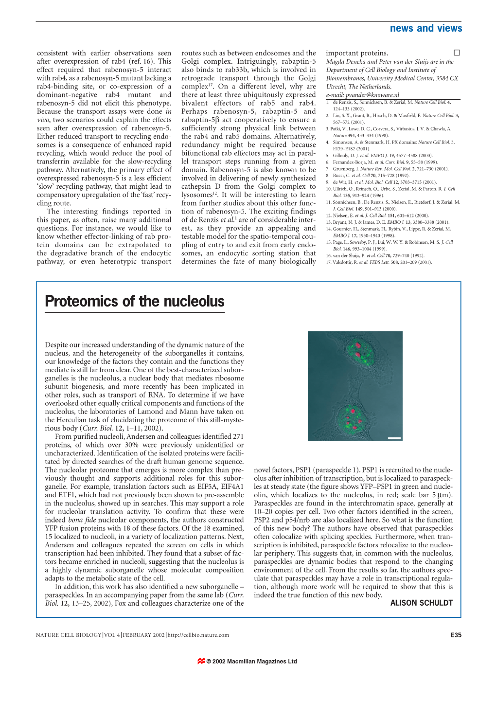 Proteomics of the Nucleolus