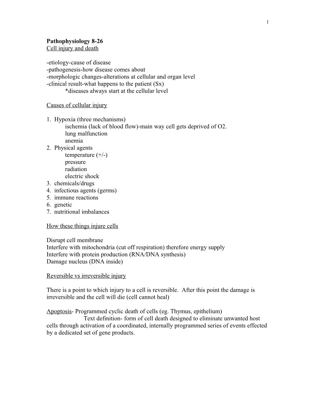 Cell Injury and Death