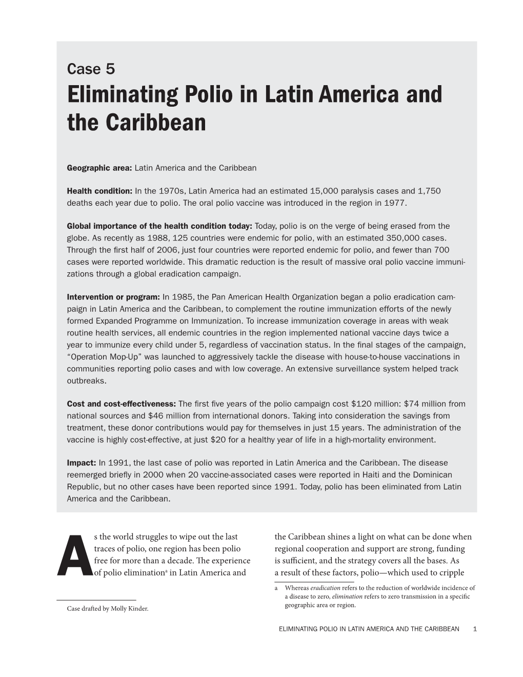 Case 5: Eliminating Polio in Latin America and the Caribbean